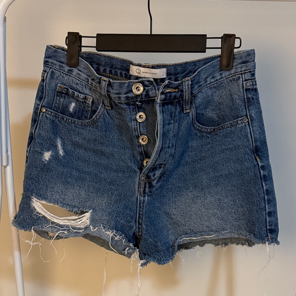 Q2 Women's Jean Shorts - Dark Blue 3”